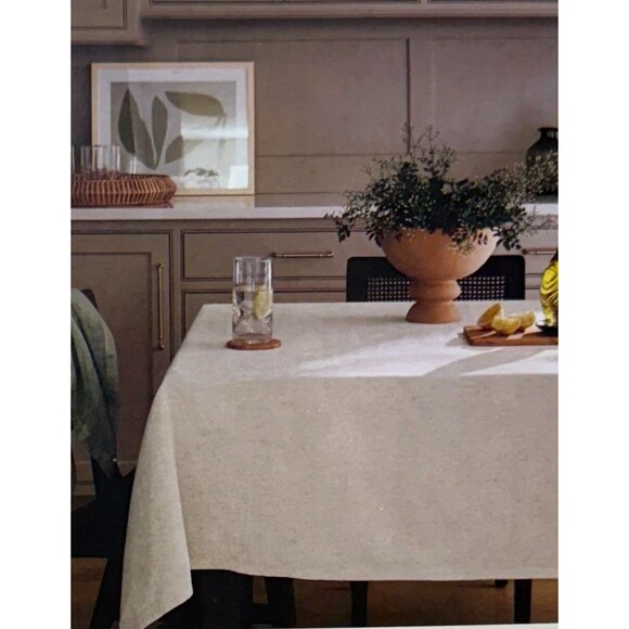 Threshold 60" x 104" Linen Blend Rectangular Tablecloth - Cream Tan - NEW - Picture 1 of 4